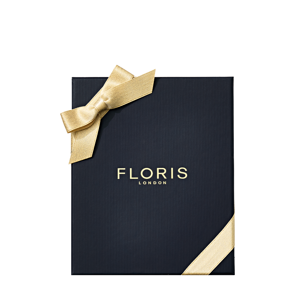 A black Floris London EU Cefiro Hero | Cefiro Duo gift box with gold lettering and a gold ribbon, displayed on a plain white background.