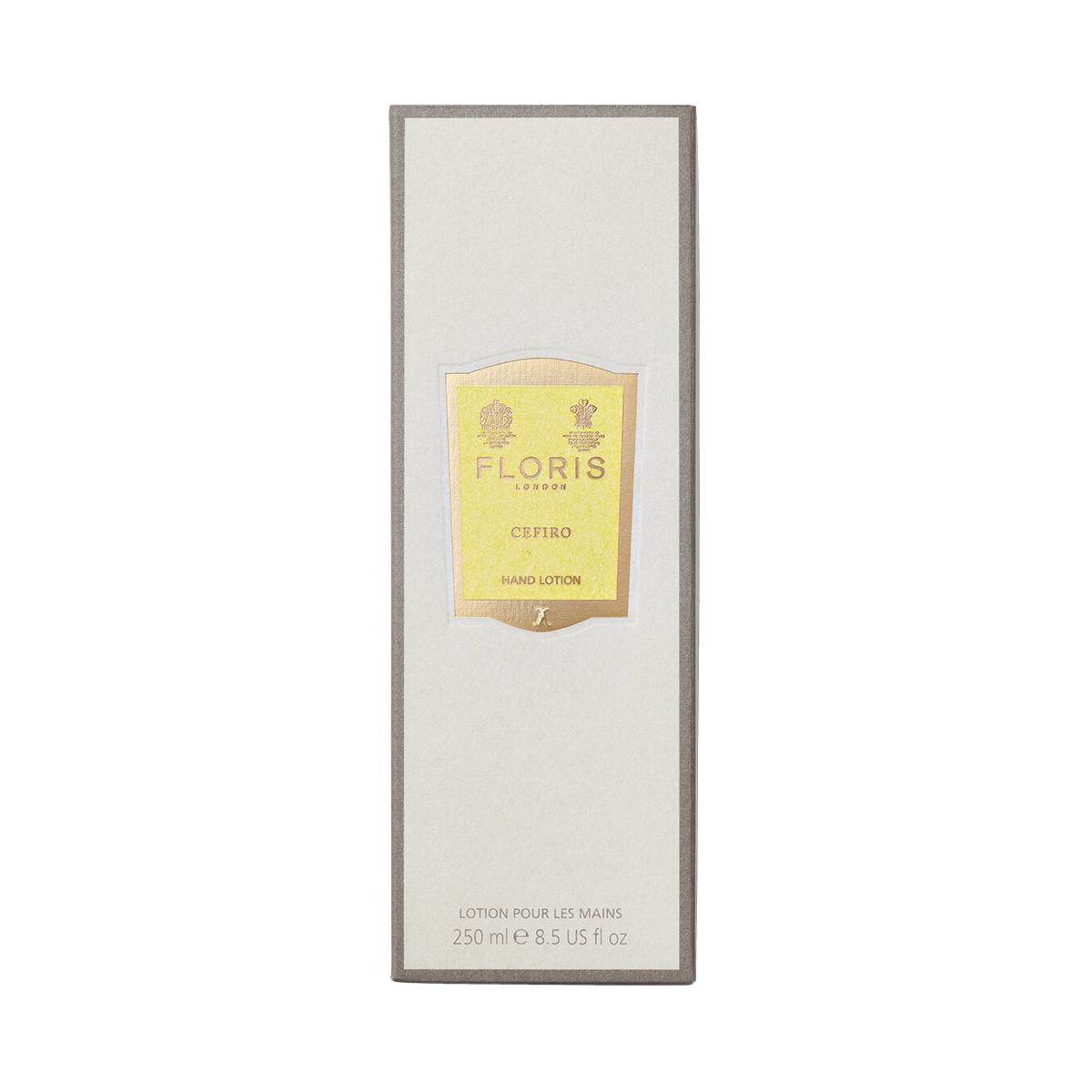 Floris London Cefiro - Luxury Hand Lotion, 250ml, features a yellow label and minimalist design, enriched with nourishing jojoba oil.