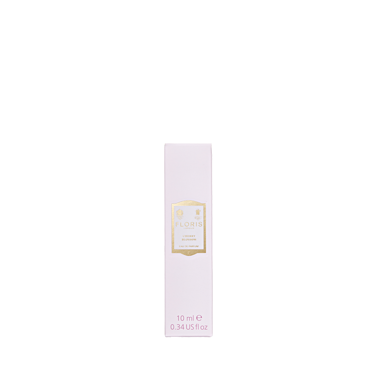 A 10ml Floris London Cherry Blossom - Eau de Parfum box in pastel pink with a gold and white label, shown against a plain white background.