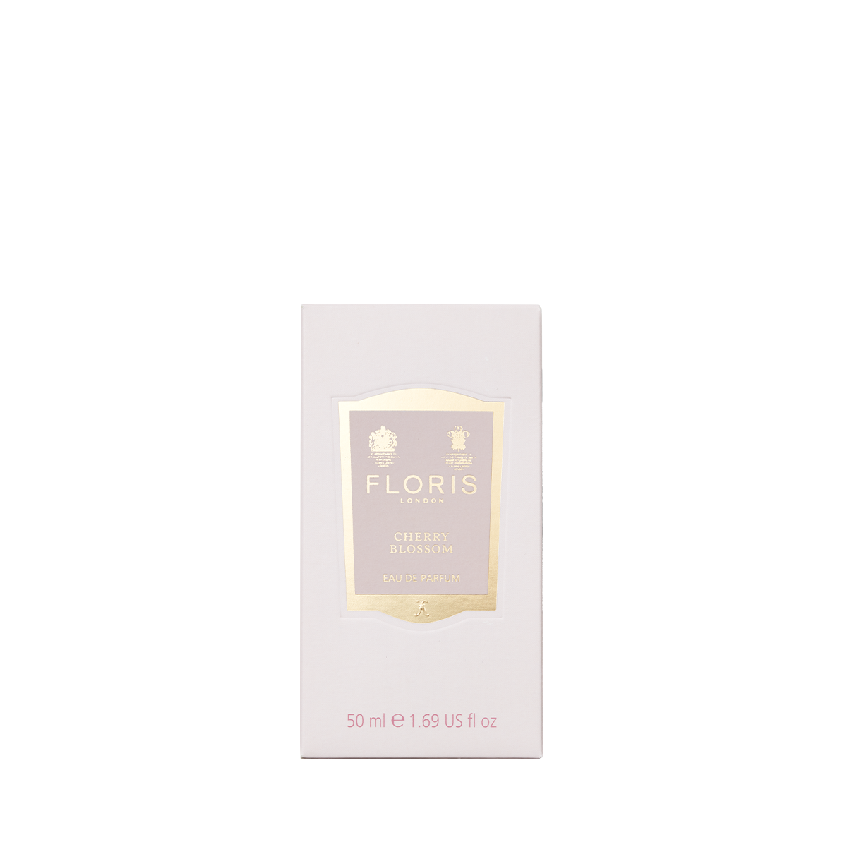 A 50 ml white rectangular box of Floris London Cherry Blossom - Eau de Parfum, a floral fruity scent with gold and pink label accents.