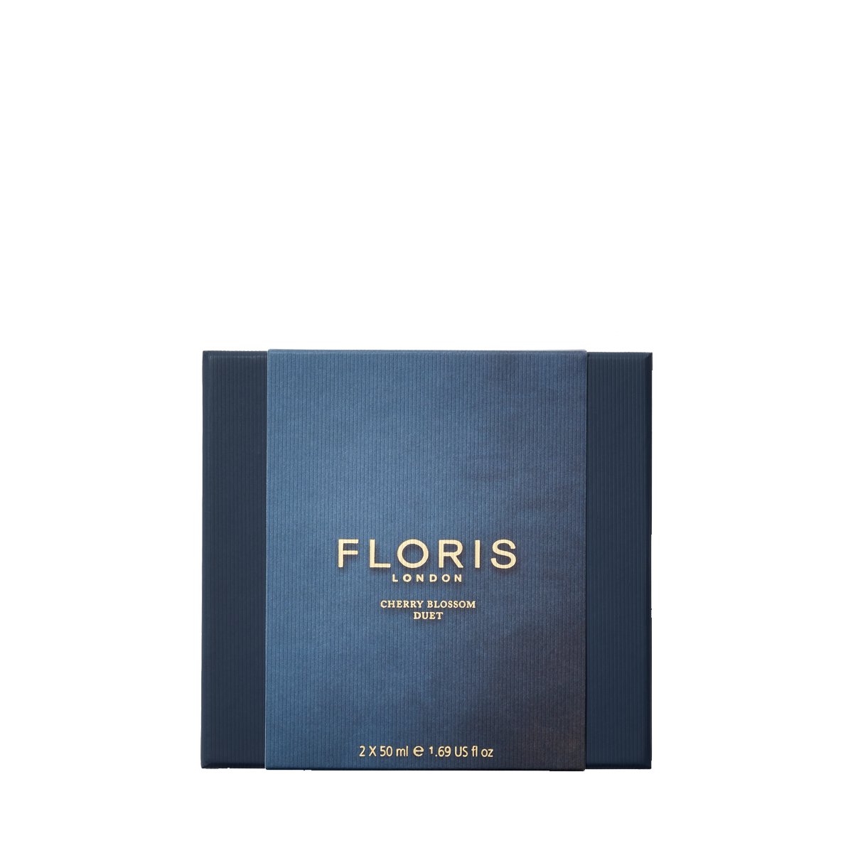 The Floris London EU Cherry Blossom Duet gift set includes two 50 ml bottles (total 1.69 US fl oz) in a blue box with gold lettering.