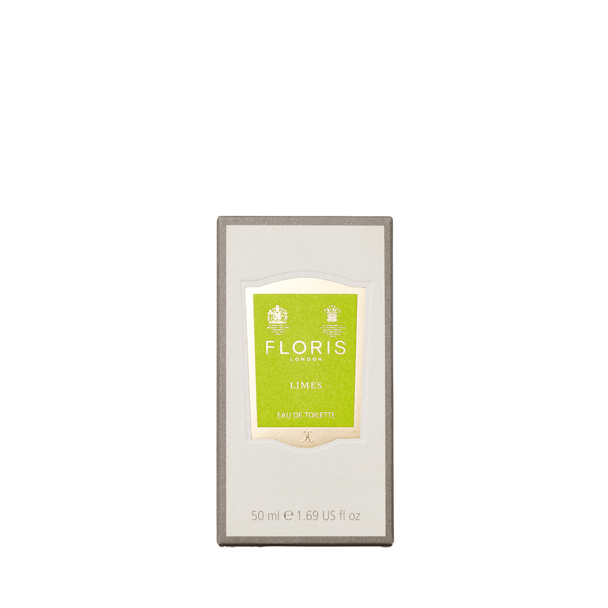 Floris London Limes Eau de Toilette, 50ml, is a citrus unisex fragrance with a lime-green label and gold accents—ideal for a refreshing scent.