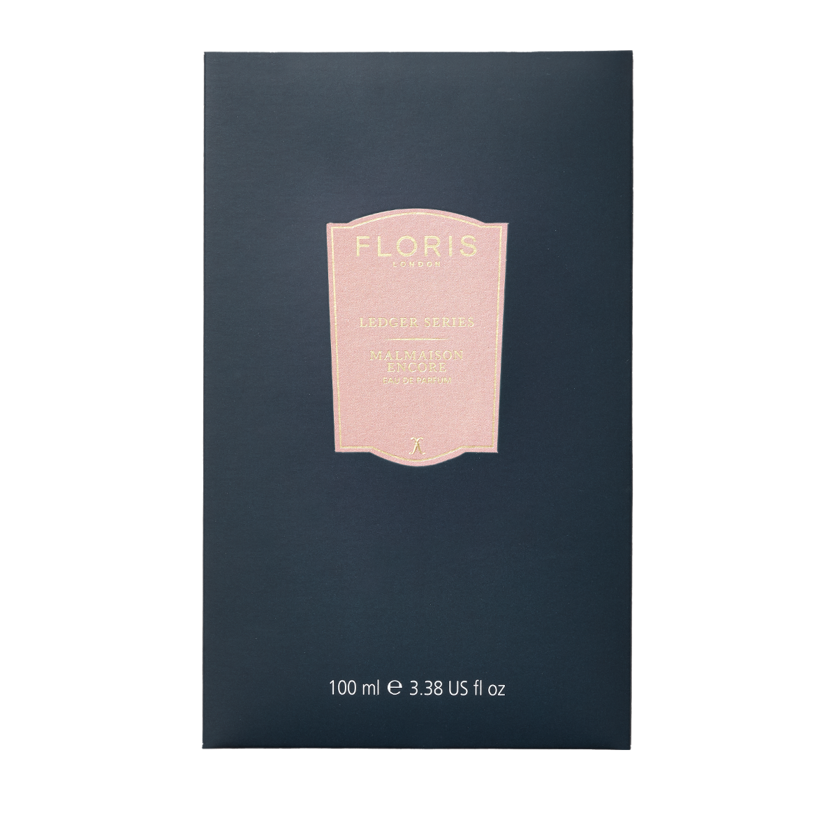 A black Floris London EU box labeled "Malmaison Encore," a floral oriental fragrance with spicy carnation and captivating allure.