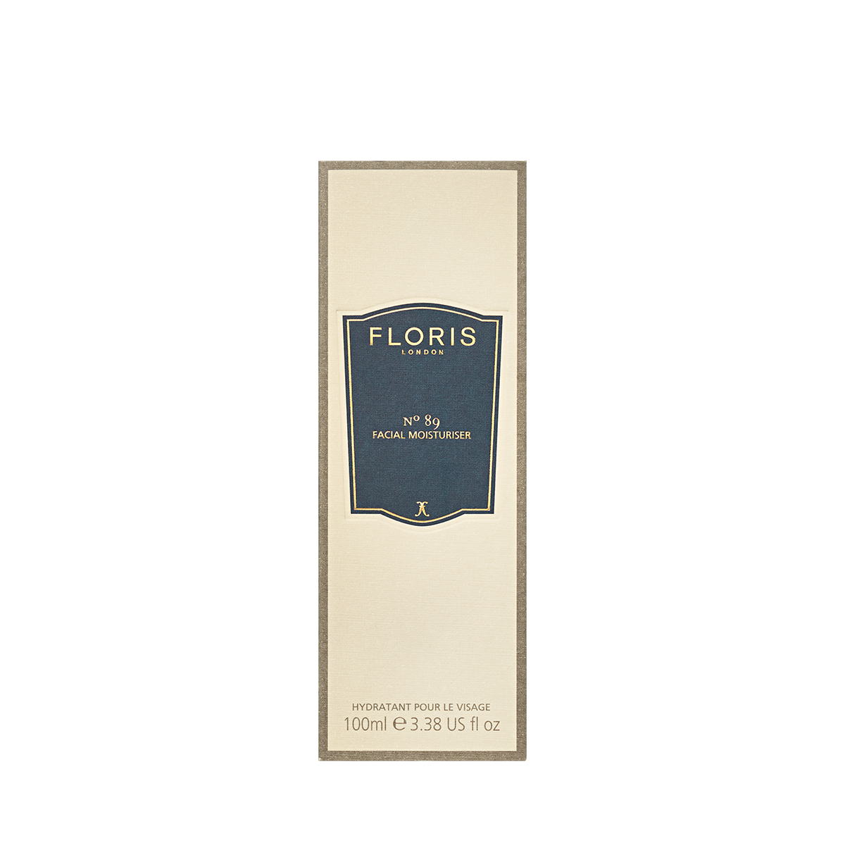 Floris London No. 89 - Moisturiser features a lightweight formula with the No. 89 scent, presented in a beige and navy box, 100ml.