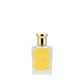 A clear glass bottle of Floris London Bergamotto di Positano Eau de Parfum, a Mediterranean scent with gold cap and yellow label, on white background.
