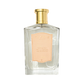 Clear glass bottle of Floris London "Bouquet de La Reine - Eau de Toilette" fruity floral perfume with a gold cap and pale pink label, exuding timeless beauty.