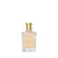A clear glass bottle of Floris London Bouquet de La Reine Eau de Toilette, featuring a gold cap and beige label, set against a white background.