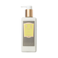 A 250ml rectangular bottle of Floris London Cefiro - Enriched Body Moisturiser with vitamin E, gold pump, and yellow label.