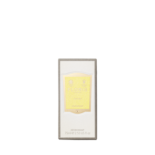 A box of Floris London Cefiro - Deodorant Stick, aluminium-free, 75 ml, shown upright on a white background—gentle for sensitive skin.