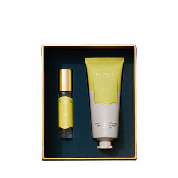 The Cefiro Duo by Floris London EU features hand treatment cream and a matching fragrance spray, elegantly boxed as the perfect gift set.