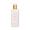 A white bottle of Floris London UK Cherry Blossom - Enriched Body Moisturiser with a gold pump dispenser.