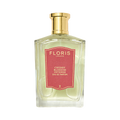 Gold-capped clear glass bottle with red Floris London label for Cherry Blossom Intense Eau de Parfum.