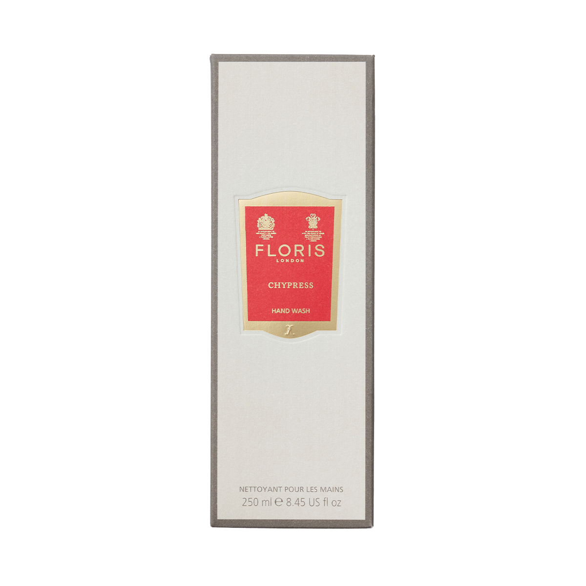 Floris London Chypress - Luxury Hand Wash, 250ml, comes in a rectangular box with a red and gold label, offering a mild Chypress-scented cleanse.
