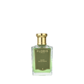 A clear glass bottle of Floris London Elite - Eau de Toilette, a woody fragrance with gold cap, green label, and light green liquid.