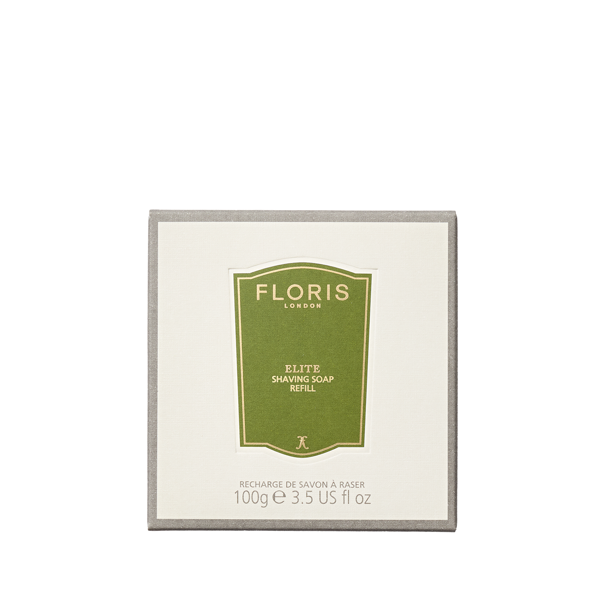 Floris London EU Elite Shaving Soap Refill, 100g: a woody fragrance soap with a green label that adds elegance to your shaving routine.