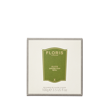 Floris London EU Elite Shaving Soap Refill, 100g: a woody fragrance soap with a green label that adds elegance to your shaving routine.