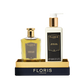 The Sweet Lux | Honey Oud Duo from Floris London EU includes a Honey Oud Eau de Parfum and Body Moisturiser in a gold and black display tray.