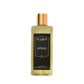 Clear 250ml bottle of Floris London UK Honey Oud Bath & Shower Gel with English honey, oud oil, black label, and gold cap.