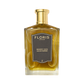 A rectangular glass bottle of Floris London Honey Oud Eau de Parfum, featuring notes of English honey and oud, is shown on a white background.