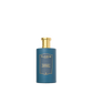 A blue bottle of Floris London Hyacinth & Bluebell Room Fragrance with a gold cap captures green floral spring notes, shown on a white background.