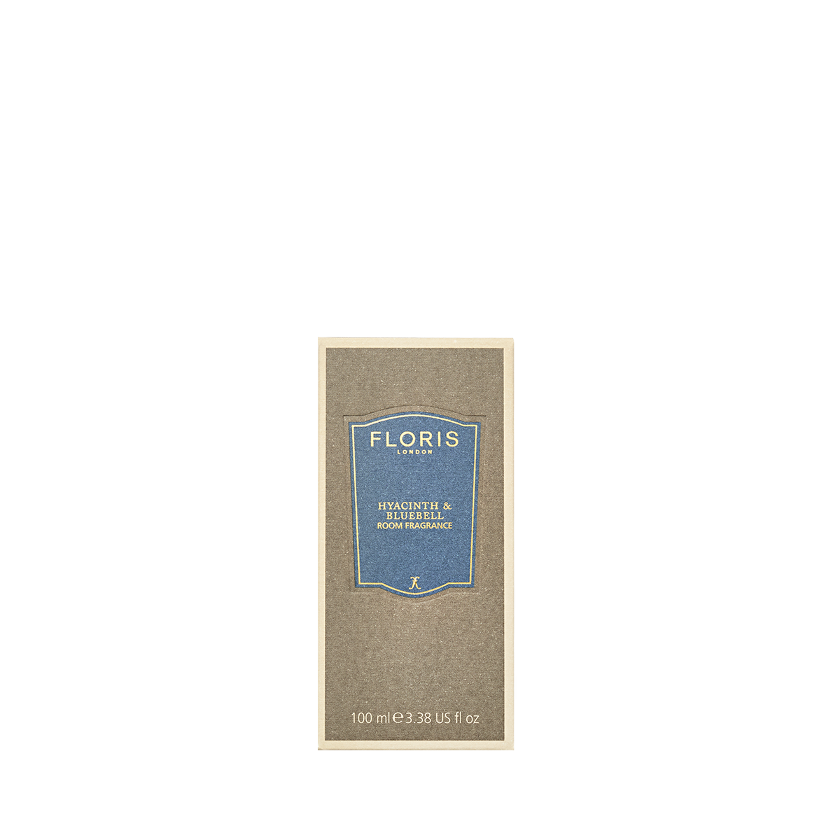 A rectangular Floris London Hyacinth & Bluebell - Room Fragrance box with a blue label, evoking fresh green floral spring notes, set on a white background.