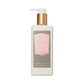 A 250ml rectangular bottle of Floris London EU Lily - Body Moisturiser with aloe vera, white pump, gold accents, and a pink and gold label.