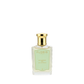 A clear glass bottle of Floris London Mulberry Fig - Eau de Parfum, a floral amber scent with a gold cap, sits on a white background.