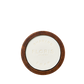 Floris London No. 89 Shaving Soap, embossed and set in a sandalwood bowl, viewed from above on a plain background.