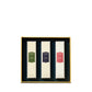 Floris London EU’s Perfumer's Trilogy: For Him—three 10ml men’s scents in a square cream box with green, blue, and red labels. A festive gift idea!.
