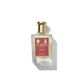 Medium Clear glass bottle with gold spray top and Red Santal label 