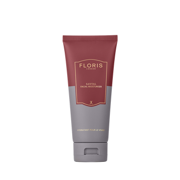 Floris London EU Santal - Moisturiser provides lightweight, nourishing hydration for the face, presented in a maroon and gray tube.