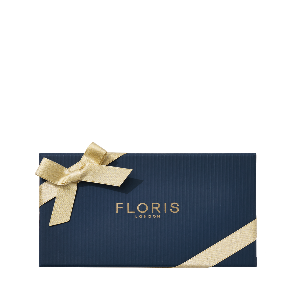 A rectangular navy blue Floris London gift box with gold lettering, ideal for presenting the Soap Collection | For Her with a touch of floral elegance.