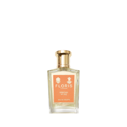 A clear glass bottle of Floris London Special No. 127 Eau de Toilette is shown against a plain white background.
