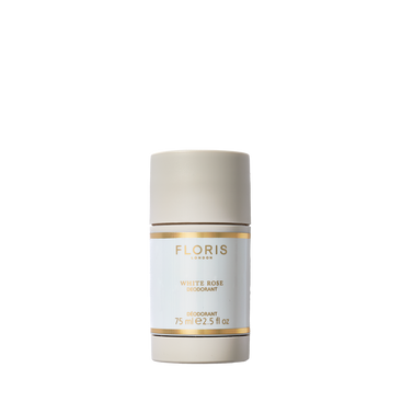 Floris London EU White Rose - Deodorant Stick, 75ml, alcohol-free and ideal for sensitive skin, with beige cap and gold-detailed white label.
