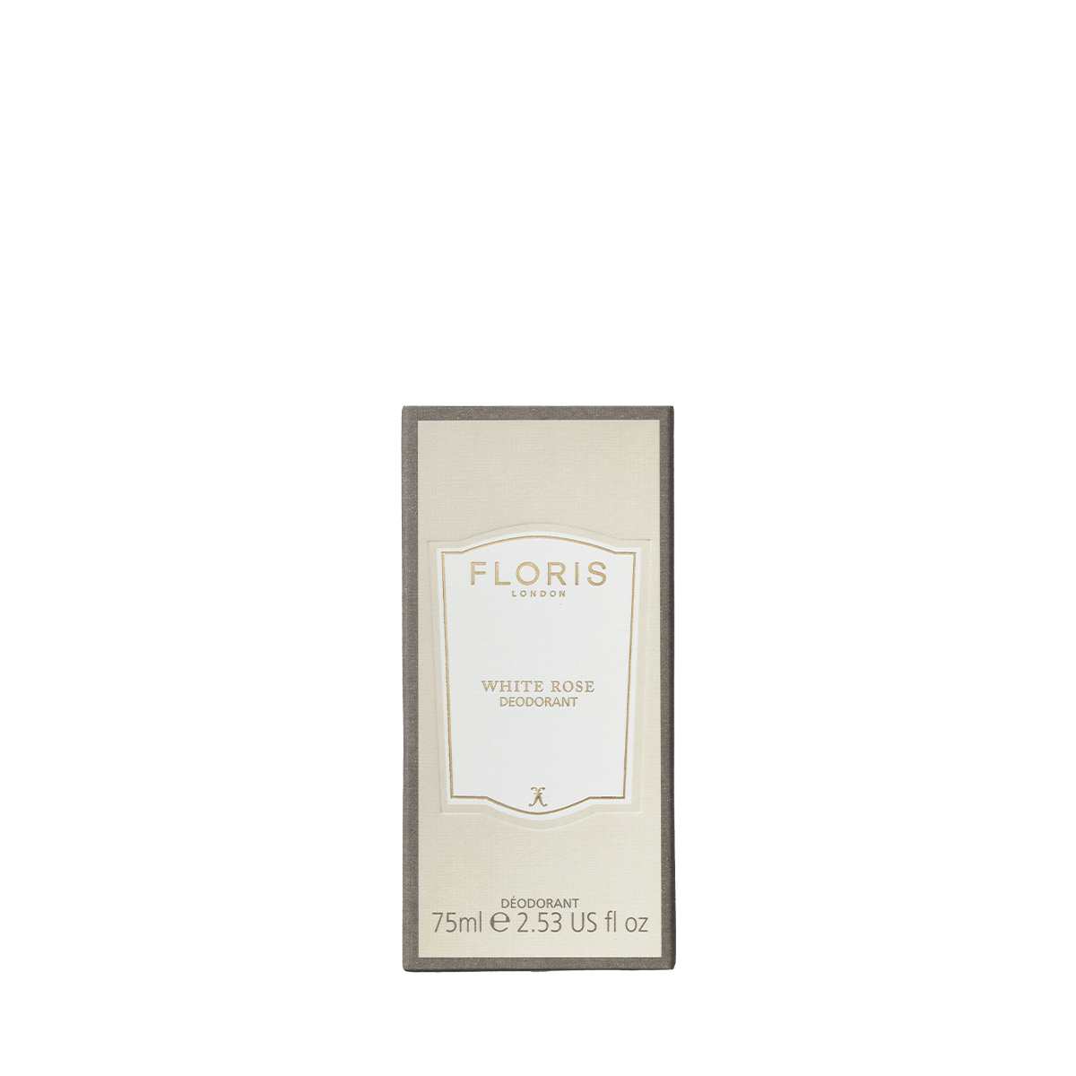 A rectangular box of Floris London EU White Rose - Deodorant Stick, 75ml, for sensitive skin, is displayed against a plain white background.