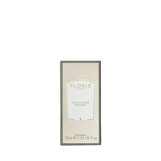 A rectangular box of Floris London EU White Rose - Deodorant Stick, 75ml, for sensitive skin, is displayed against a plain white background.