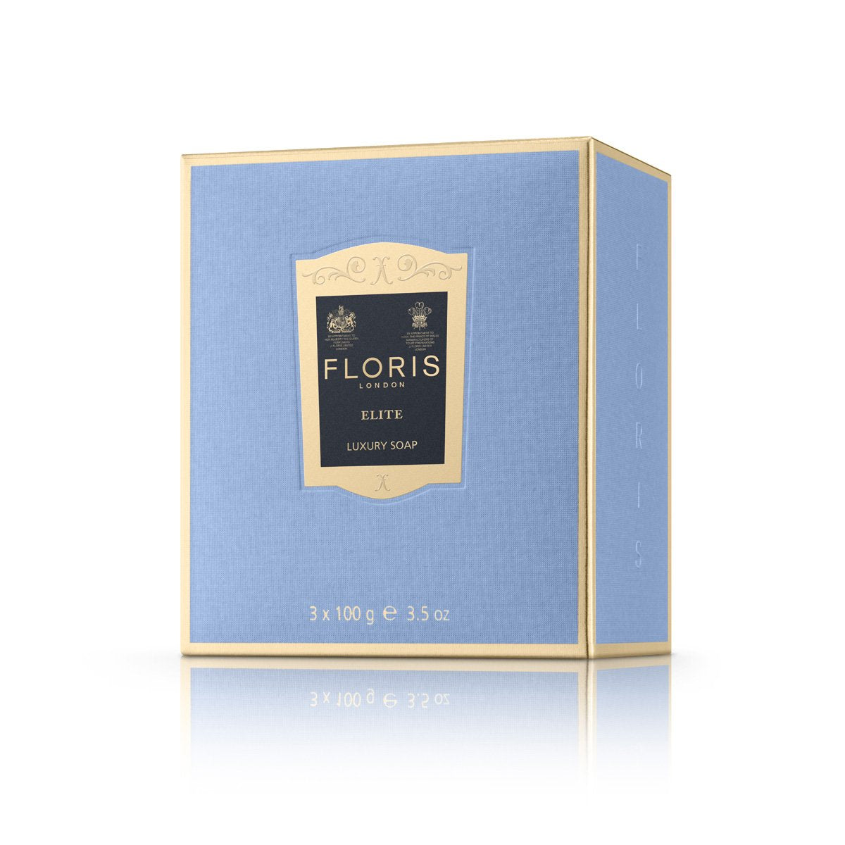 A light blue packaging box for the elite soaps.